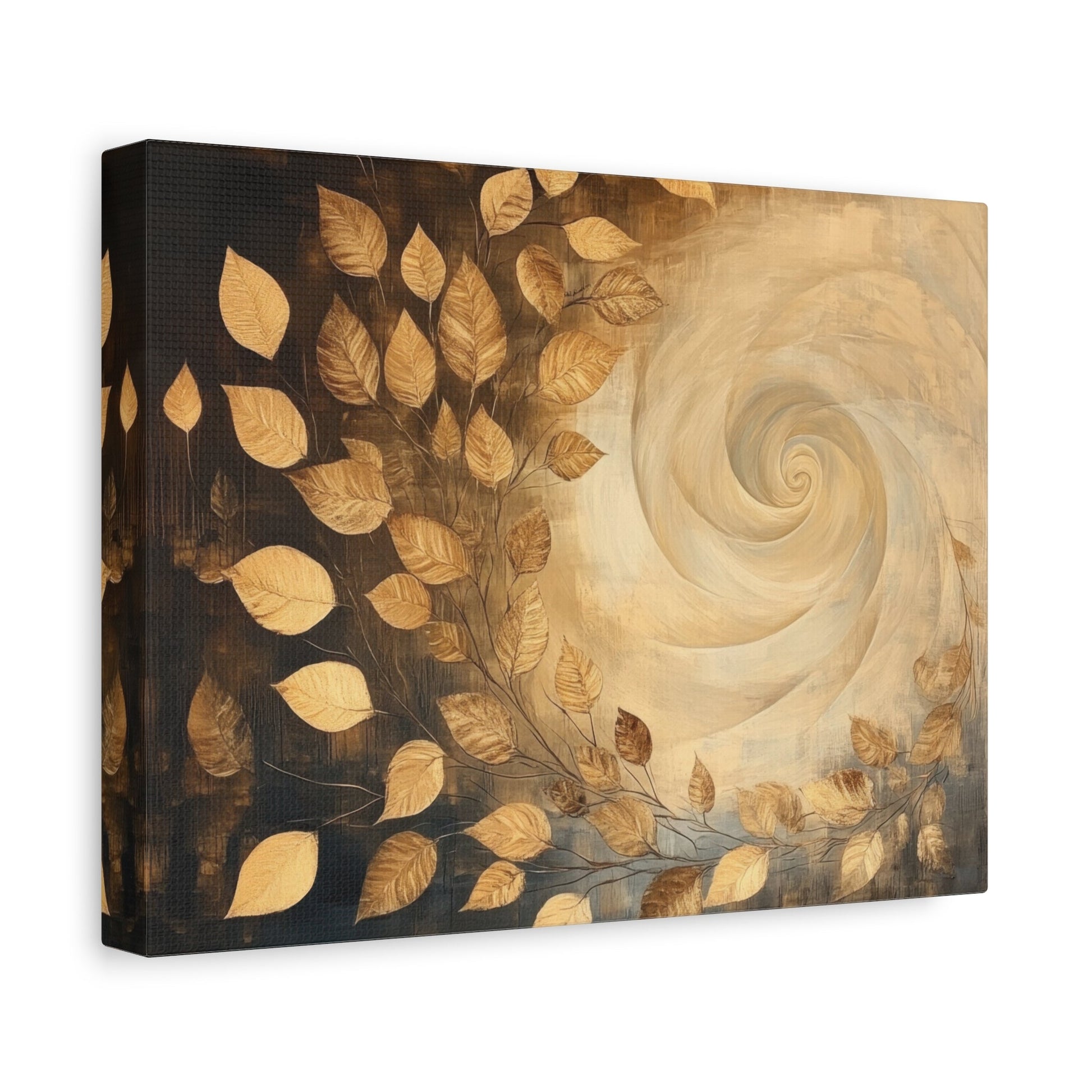 Golden Leaves & Swirling Wind - Nature Wall Art - Aestheticanvas