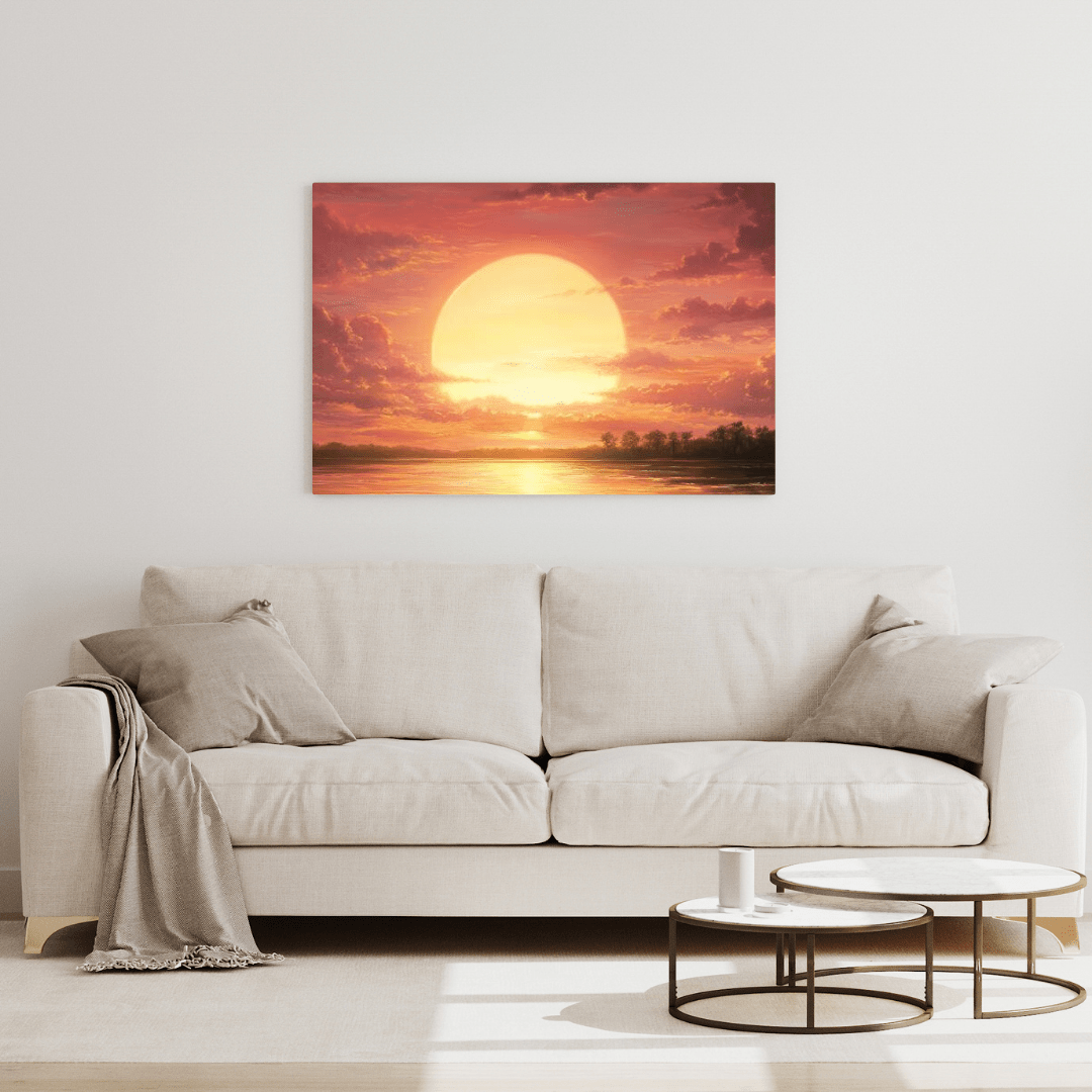 Golden Sunset Serenity - Landscape Wall Art - Aestheticanvas