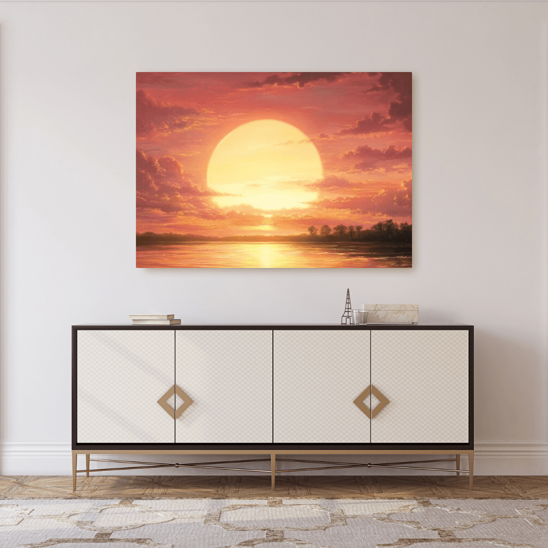 Golden Sunset Serenity - Landscape Wall Art - Aestheticanvas