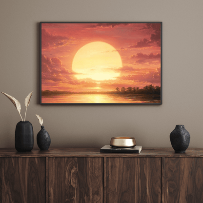 Golden Sunset Serenity - Landscape Wall Art - Aestheticanvas