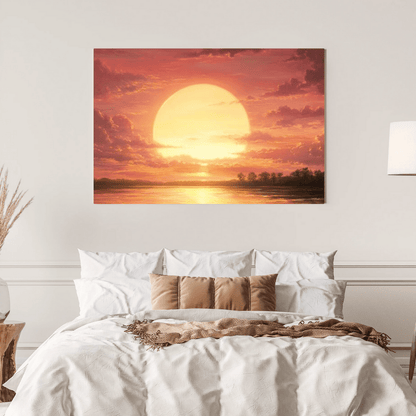 Golden Sunset Serenity - Landscape Wall Art - Aestheticanvas