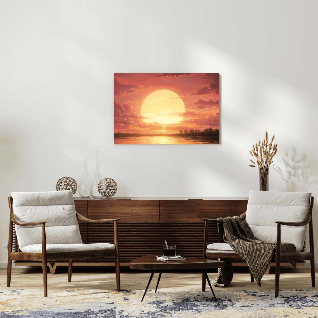 Golden Sunset Serenity - Landscape Wall Art - Aestheticanvas