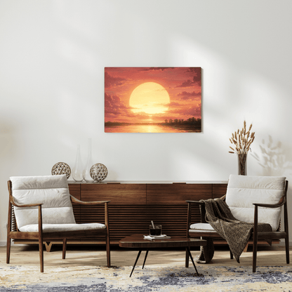 Golden Sunset Serenity - Landscape Wall Art - Aestheticanvas