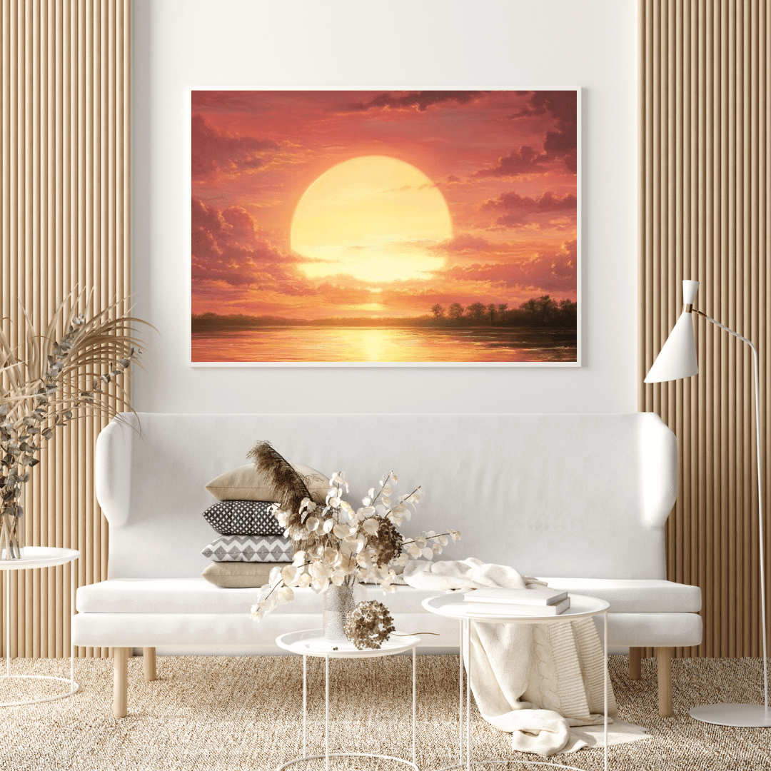 Golden Sunset Serenity - Landscape Wall Art - Aestheticanvas