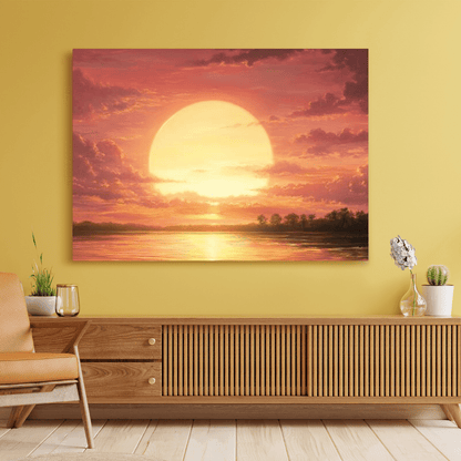 Golden Sunset Serenity - Landscape Wall Art - Aestheticanvas