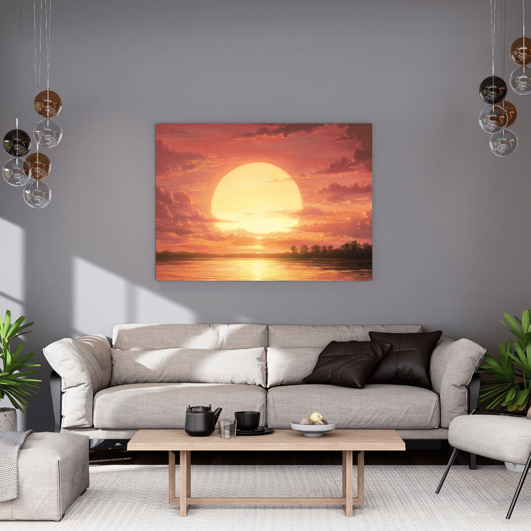 Golden Sunset Serenity - Landscape Wall Art - Aestheticanvas