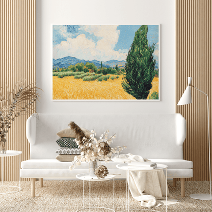 Golden Wheatfield and Cypress - Landscape Wall Art - Aestheticanvas