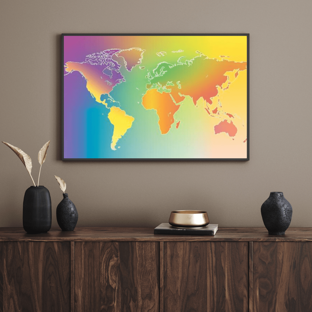 Gradient Minimalist World Map - Map Wall Art - Aestheticanvas