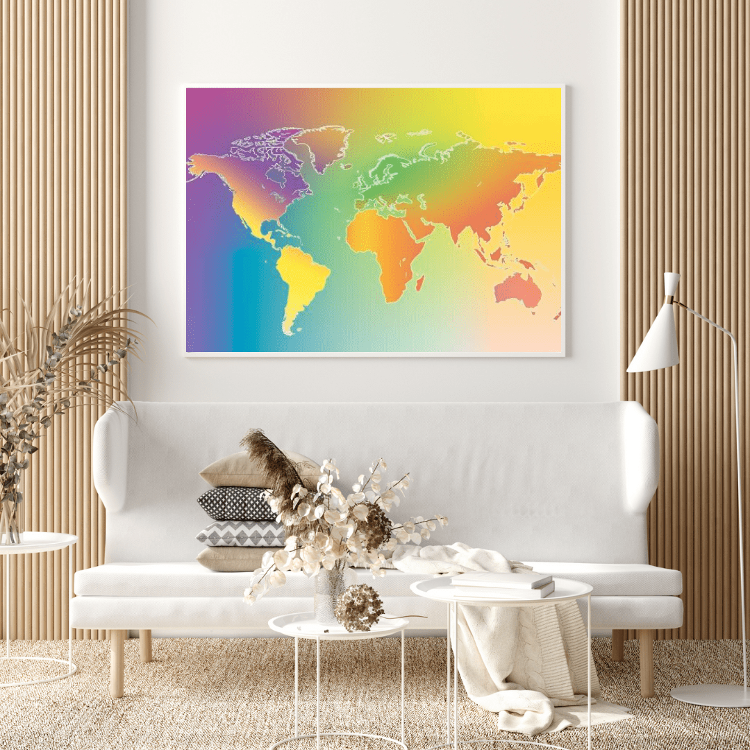 Gradient Minimalist World Map - Map Wall Art - Aestheticanvas