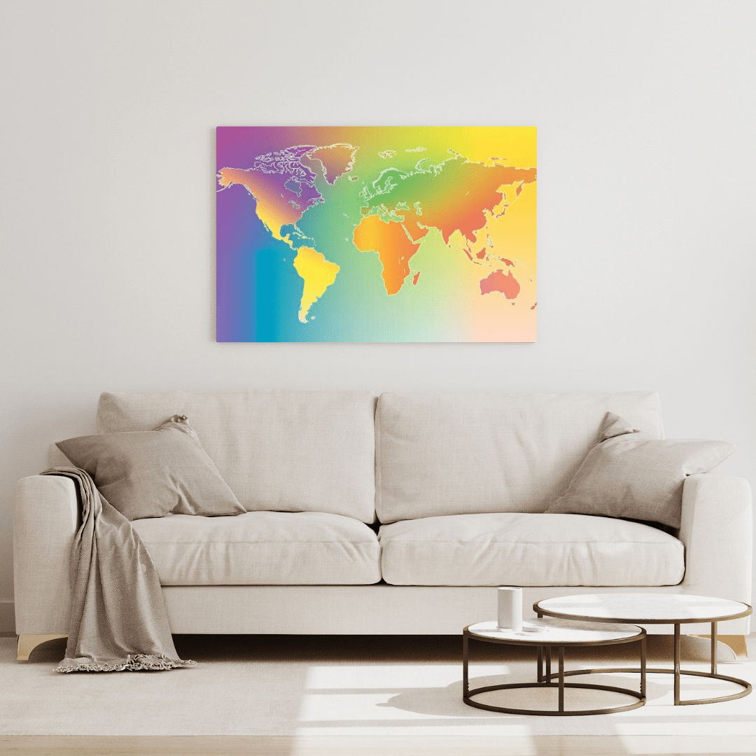 Gradient Minimalist World Map - Map Wall Art - Aestheticanvas