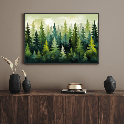 Green Pine Forest - Wall Art - Aestheticanvas