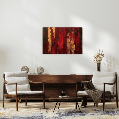 Harmony of Red and Gold - Abstract Wall Art - Aestheticanvas