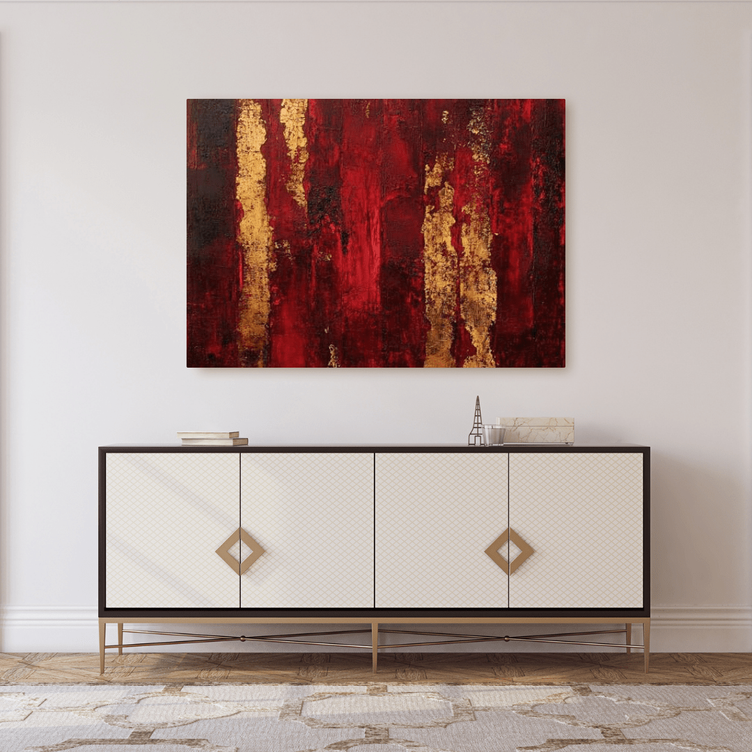 Harmony of Red and Gold - Abstract Wall Art - Aestheticanvas