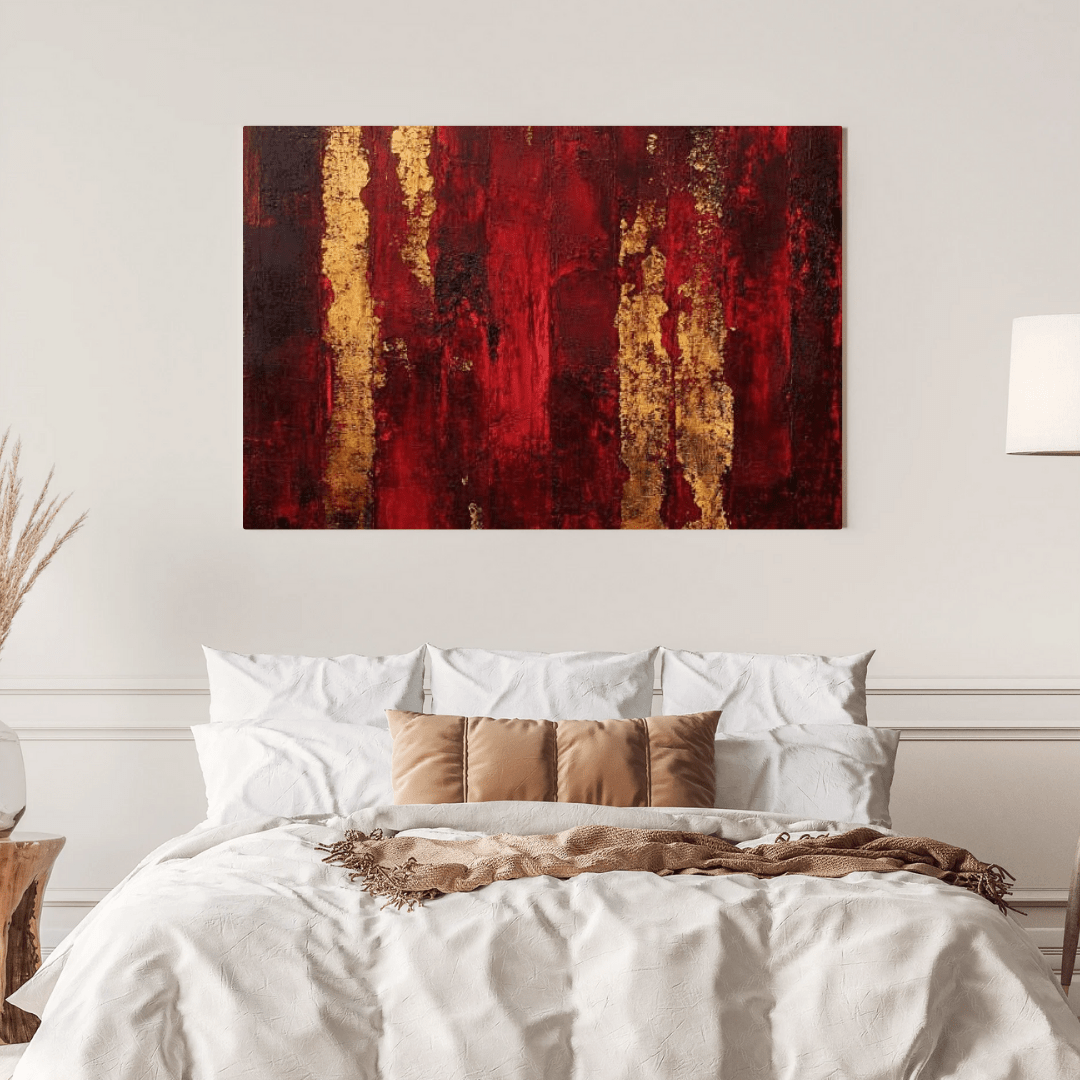 Harmony of Red and Gold - Abstract Wall Art - Aestheticanvas