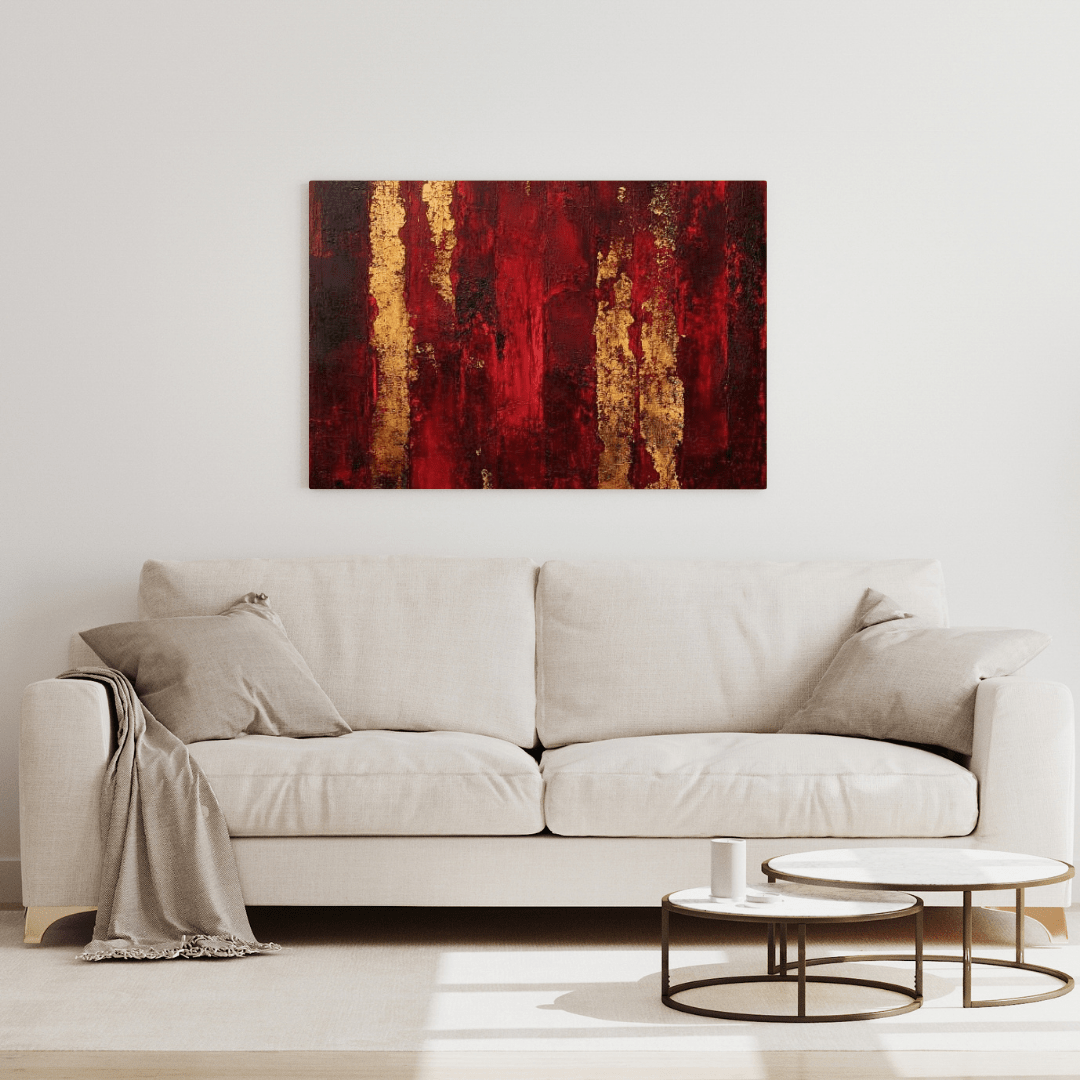 Harmony of Red and Gold - Abstract Wall Art - Aestheticanvas