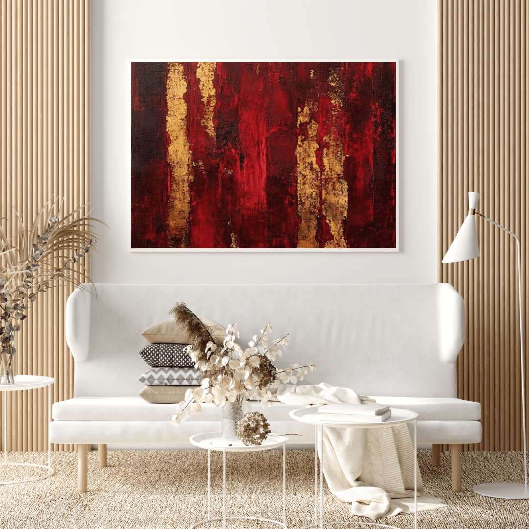 Harmony of Red and Gold - Abstract Wall Art - Aestheticanvas