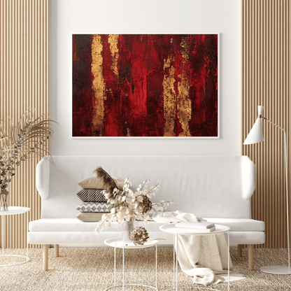 Harmony of Red and Gold - Abstract Wall Art - Aestheticanvas