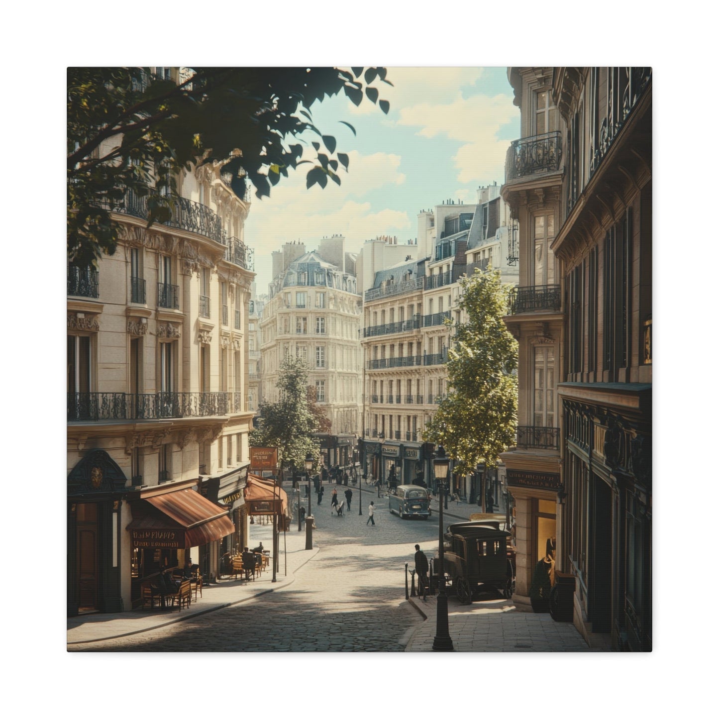 Haussmannian Paris Street Scene - Cityscape Wall Art - Aestheticanvas