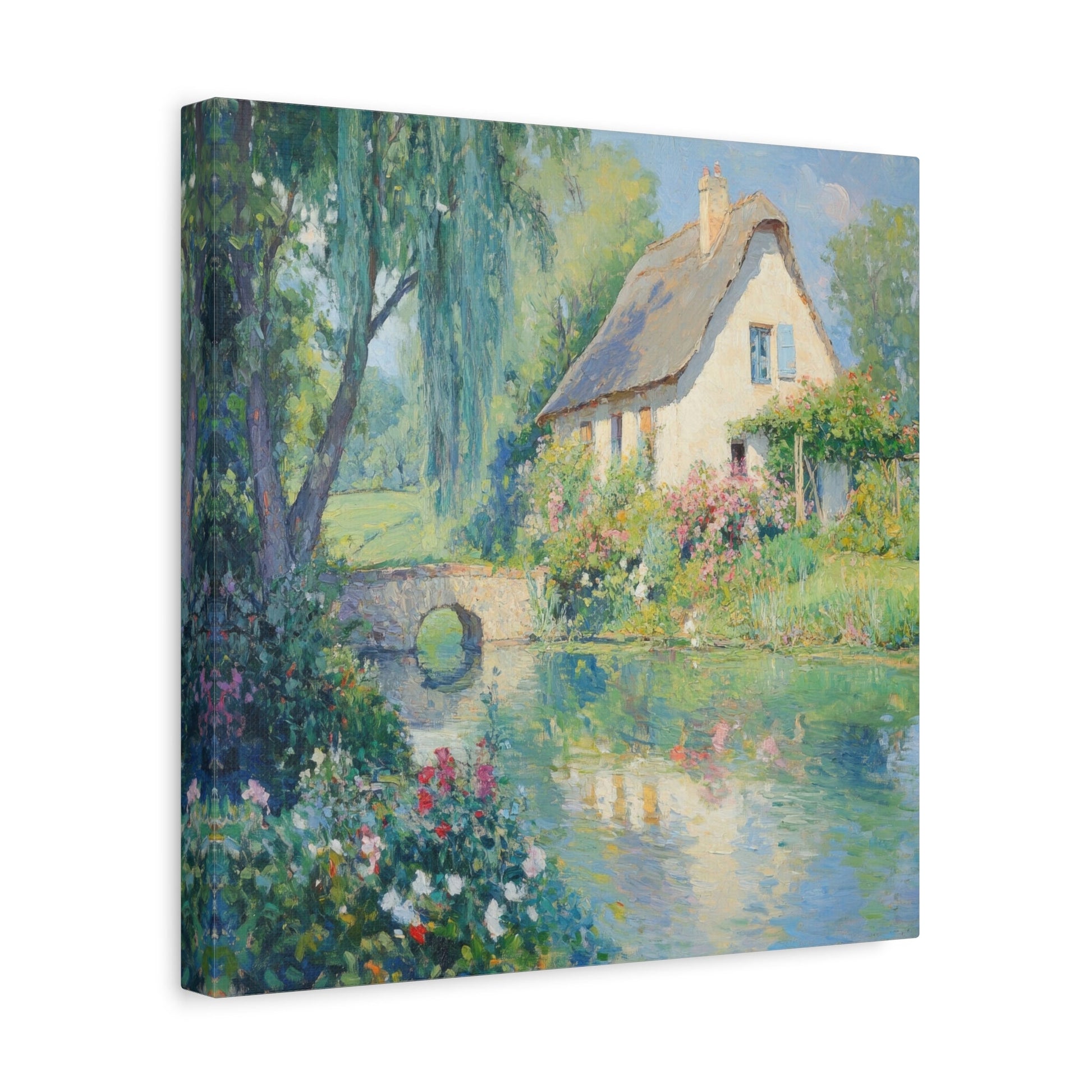 Idyllic Cottage by Stream - Nature Wall Art - Aestheticanvas