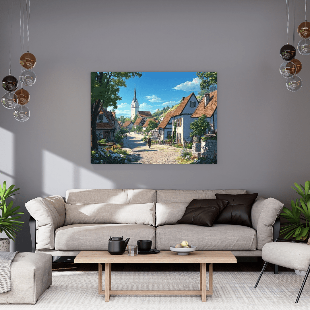 Idyllic European Village Scene - Landscape Wall Art - Aestheticanvas