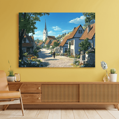 Idyllic European Village Scene - Landscape Wall Art - Aestheticanvas