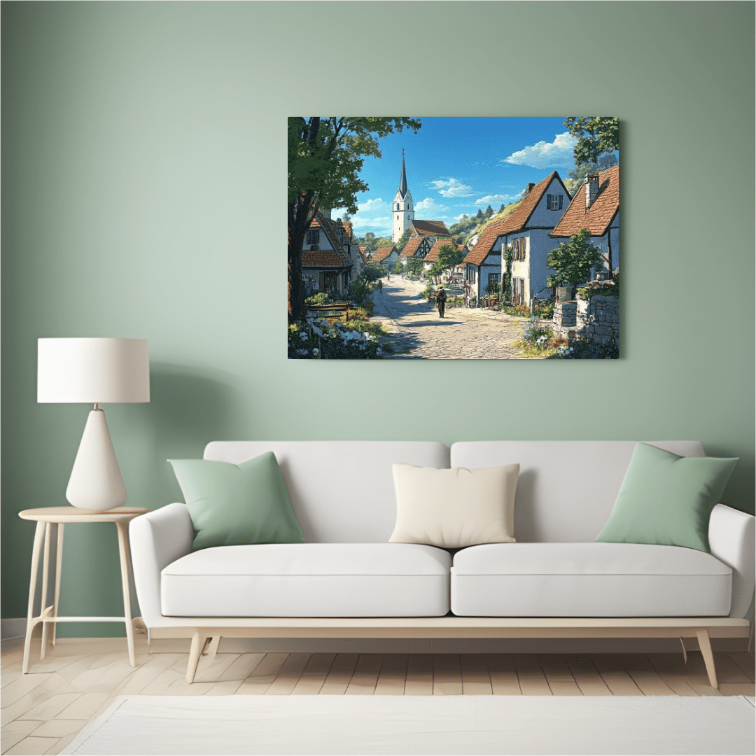 Idyllic European Village Scene - Landscape Wall Art - Aestheticanvas