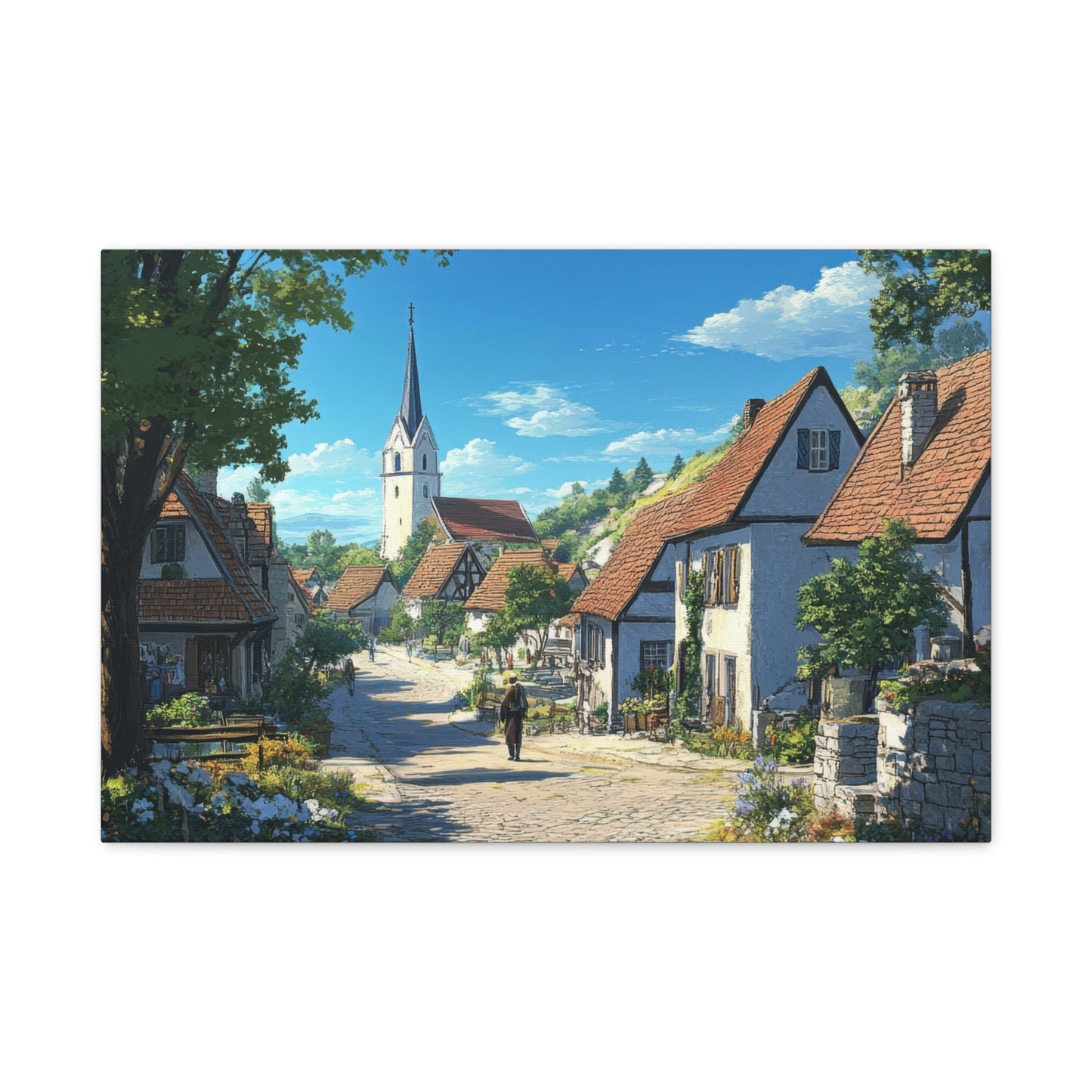 Idyllic European Village Scene - Landscape Wall Art - Aestheticanvas