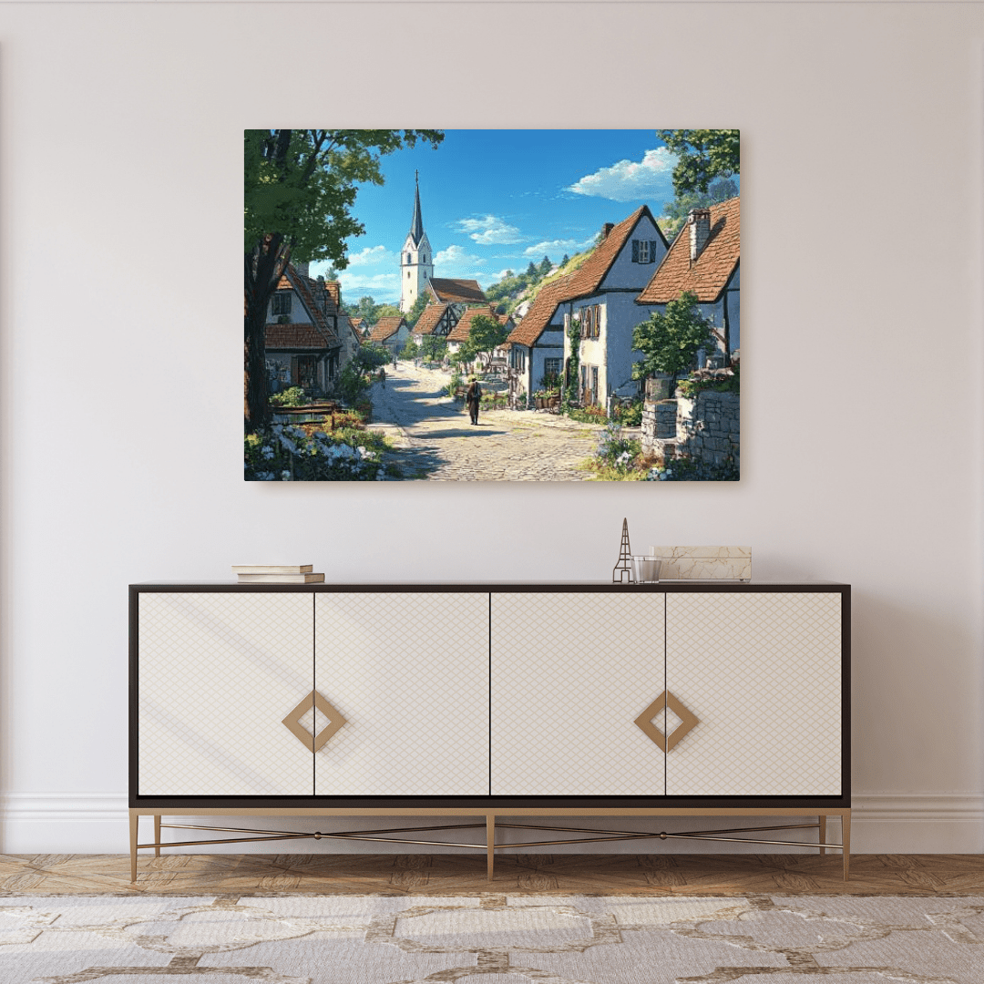 Idyllic European Village Scene - Landscape Wall Art - Aestheticanvas