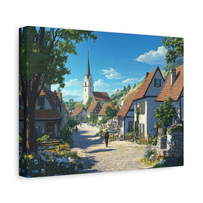 Idyllic European Village Scene - Landscape Wall Art - Aestheticanvas