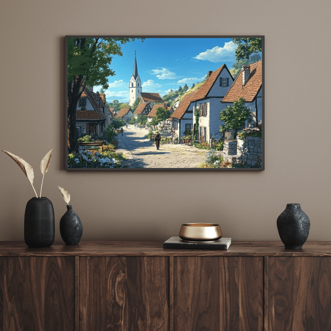 Idyllic European Village Scene - Landscape Wall Art - Aestheticanvas