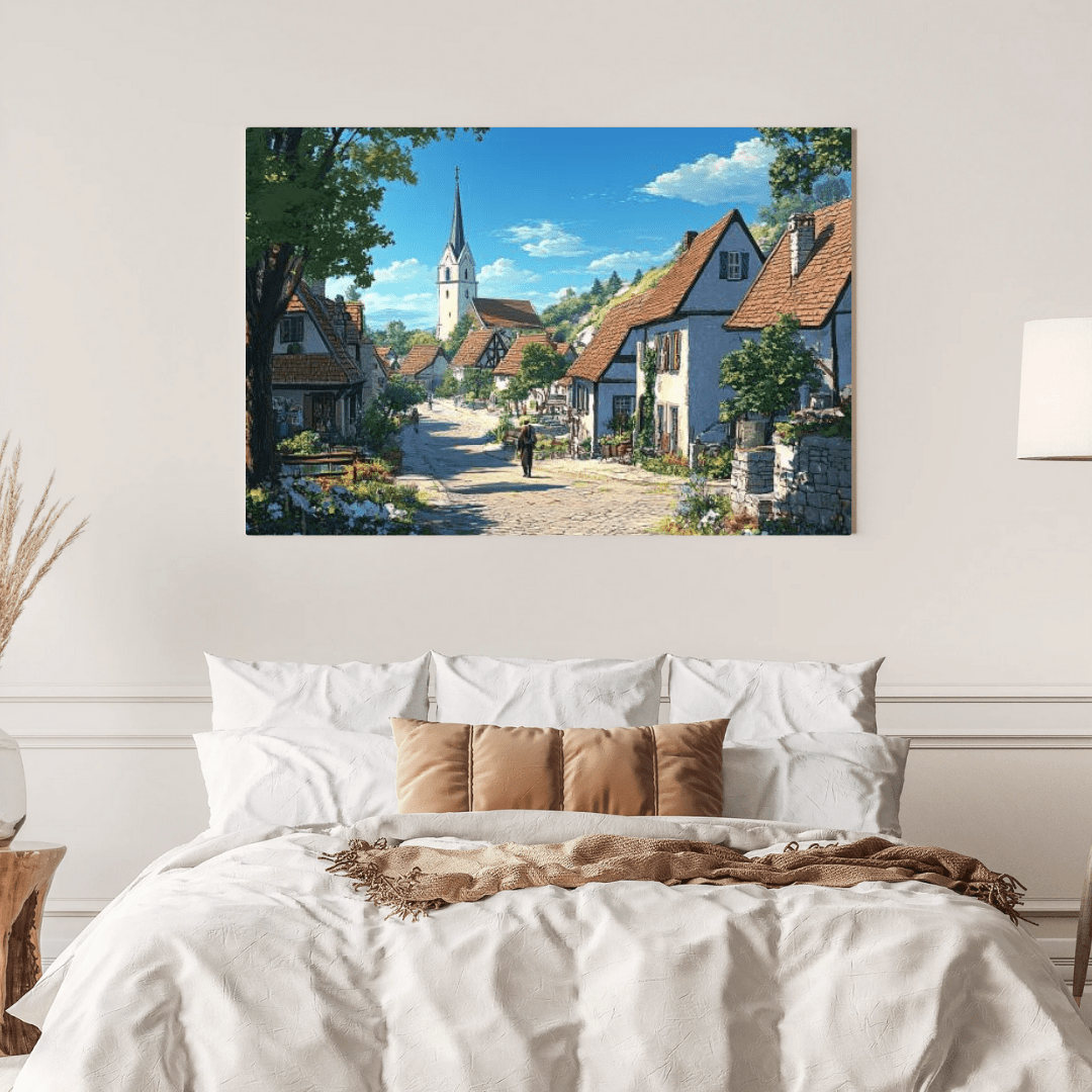 Idyllic European Village Scene - Landscape Wall Art - Aestheticanvas