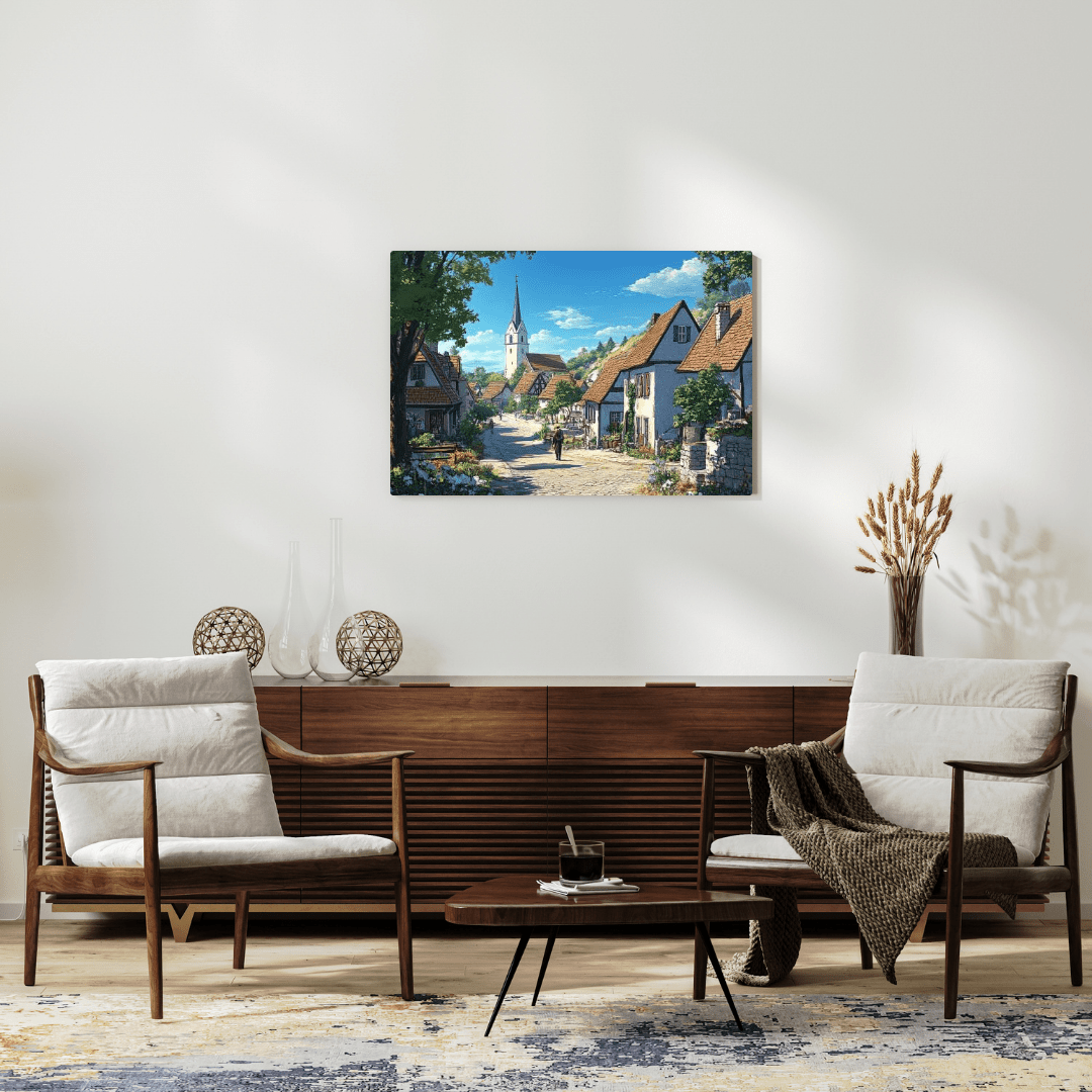 Idyllic European Village Scene - Landscape Wall Art - Aestheticanvas