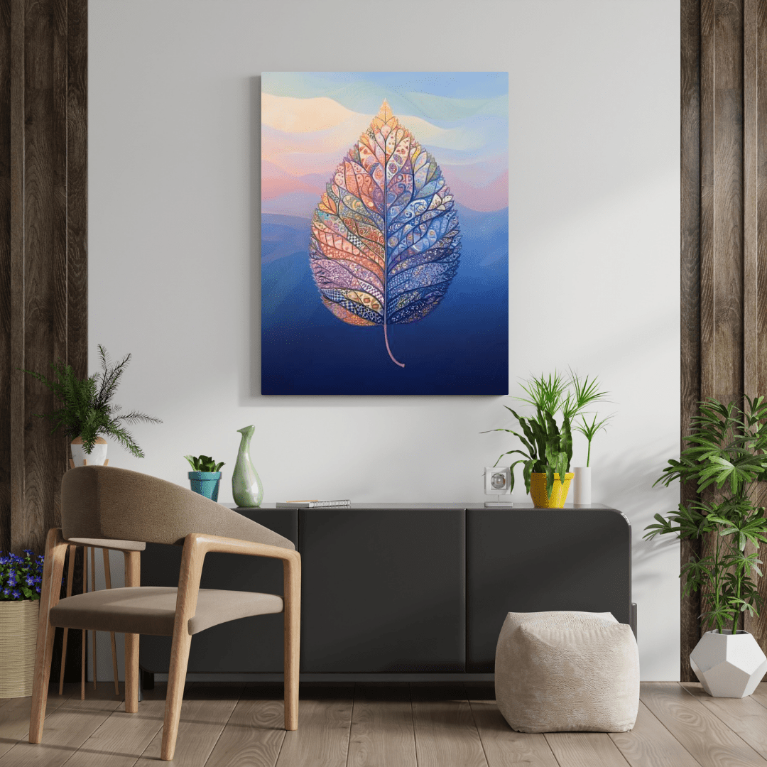 Intricate Vivid Leaf - Abstract Wall Art - Aestheticanvas