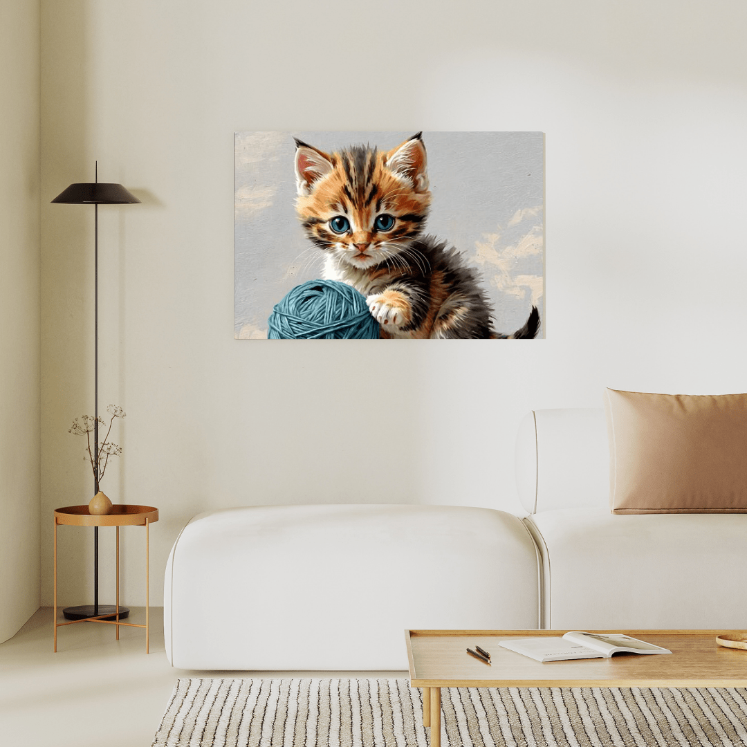 Kitten Playing With Yarn - Wall Art - Aestheticanvas