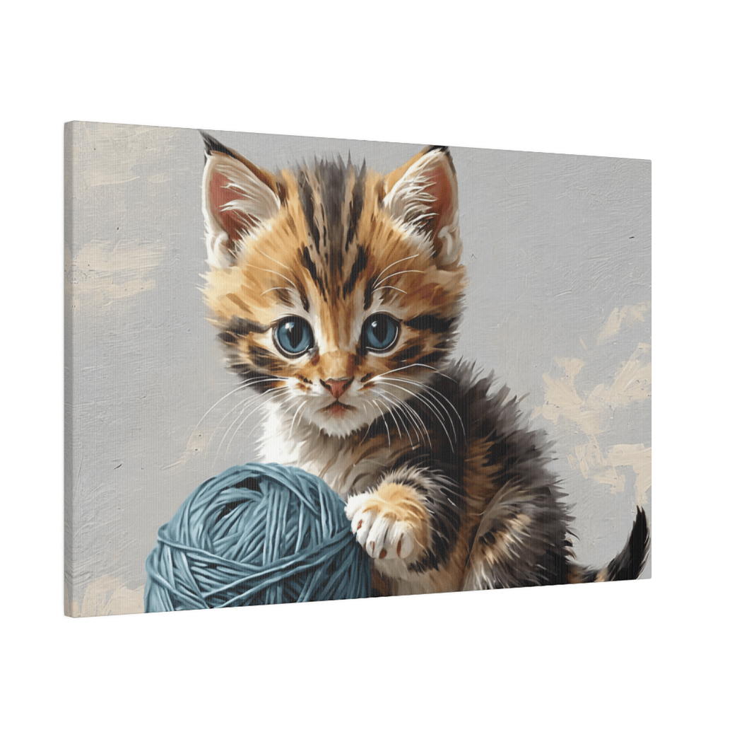 Kitten Playing With Yarn - Wall Art - Aestheticanvas