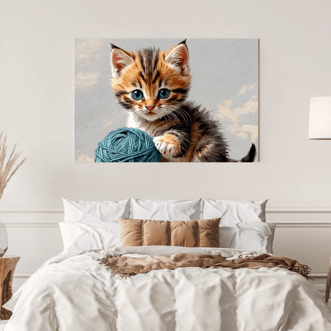 Kitten Playing With Yarn - Wall Art - Aestheticanvas