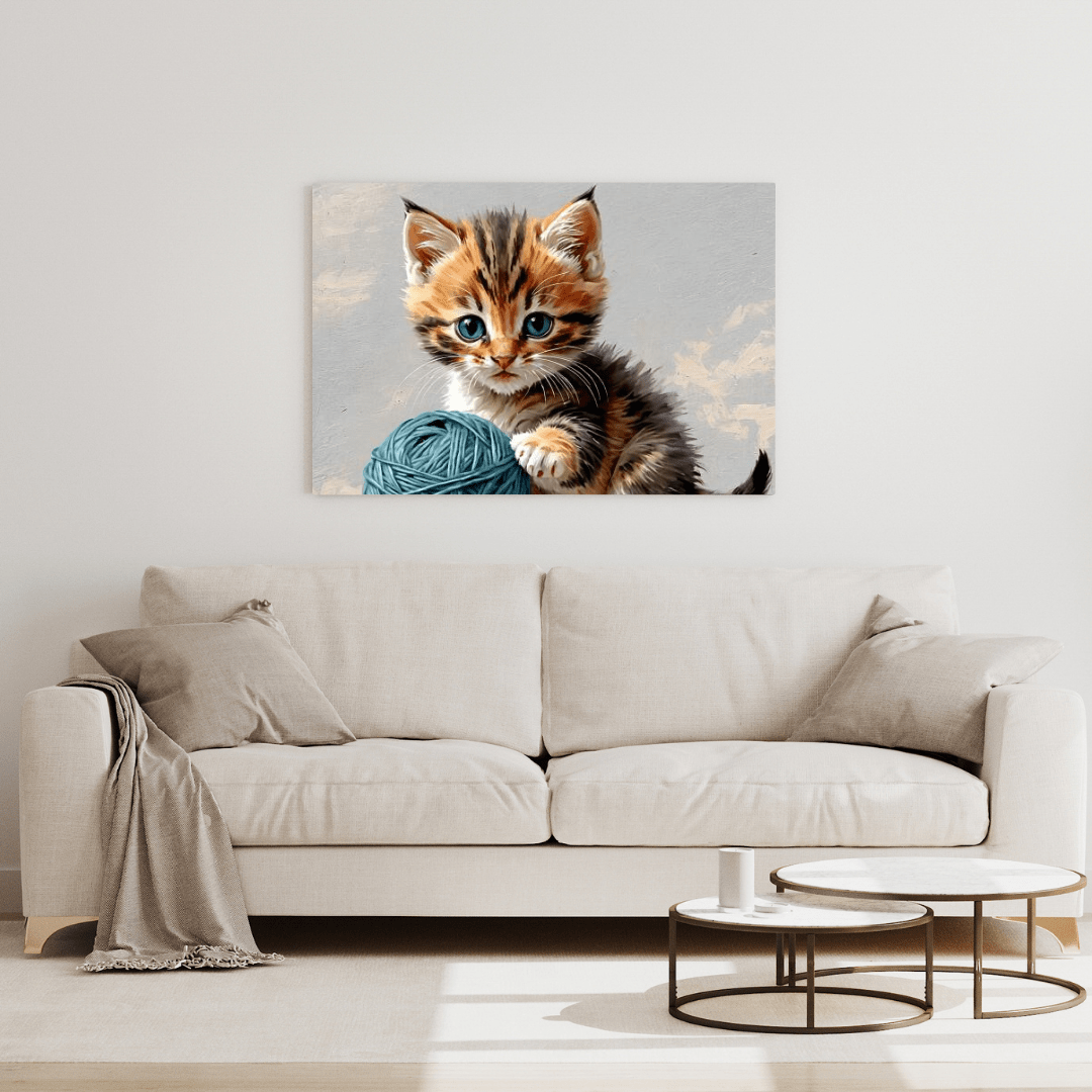 Kitten Playing With Yarn - Wall Art - Aestheticanvas