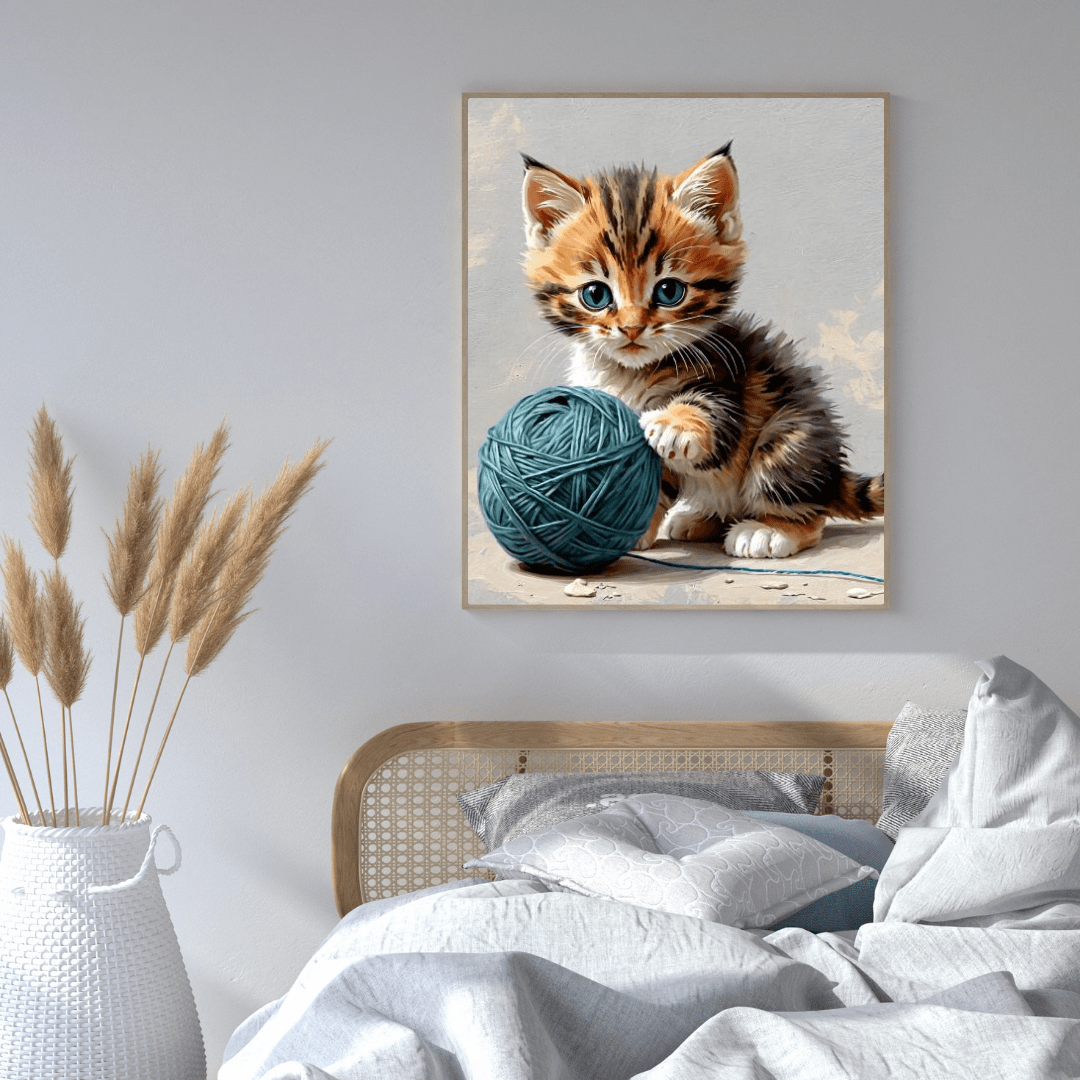 Kitten Playing With Yarn - Wall Art - Aestheticanvas