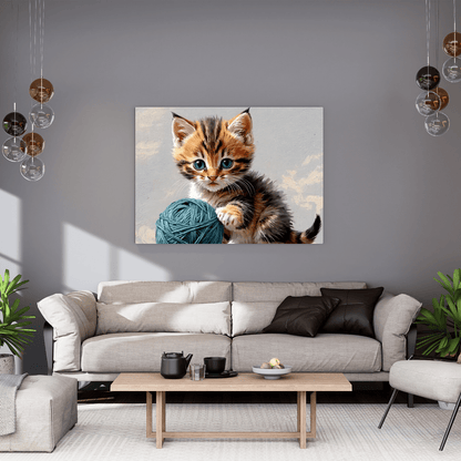 Kitten Playing With Yarn - Wall Art - Aestheticanvas