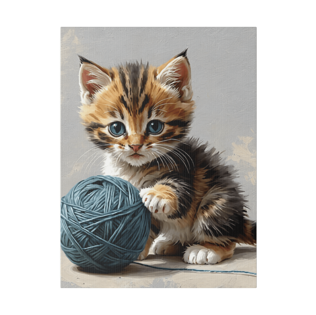 Kitten Playing With Yarn - Wall Art - Aestheticanvas