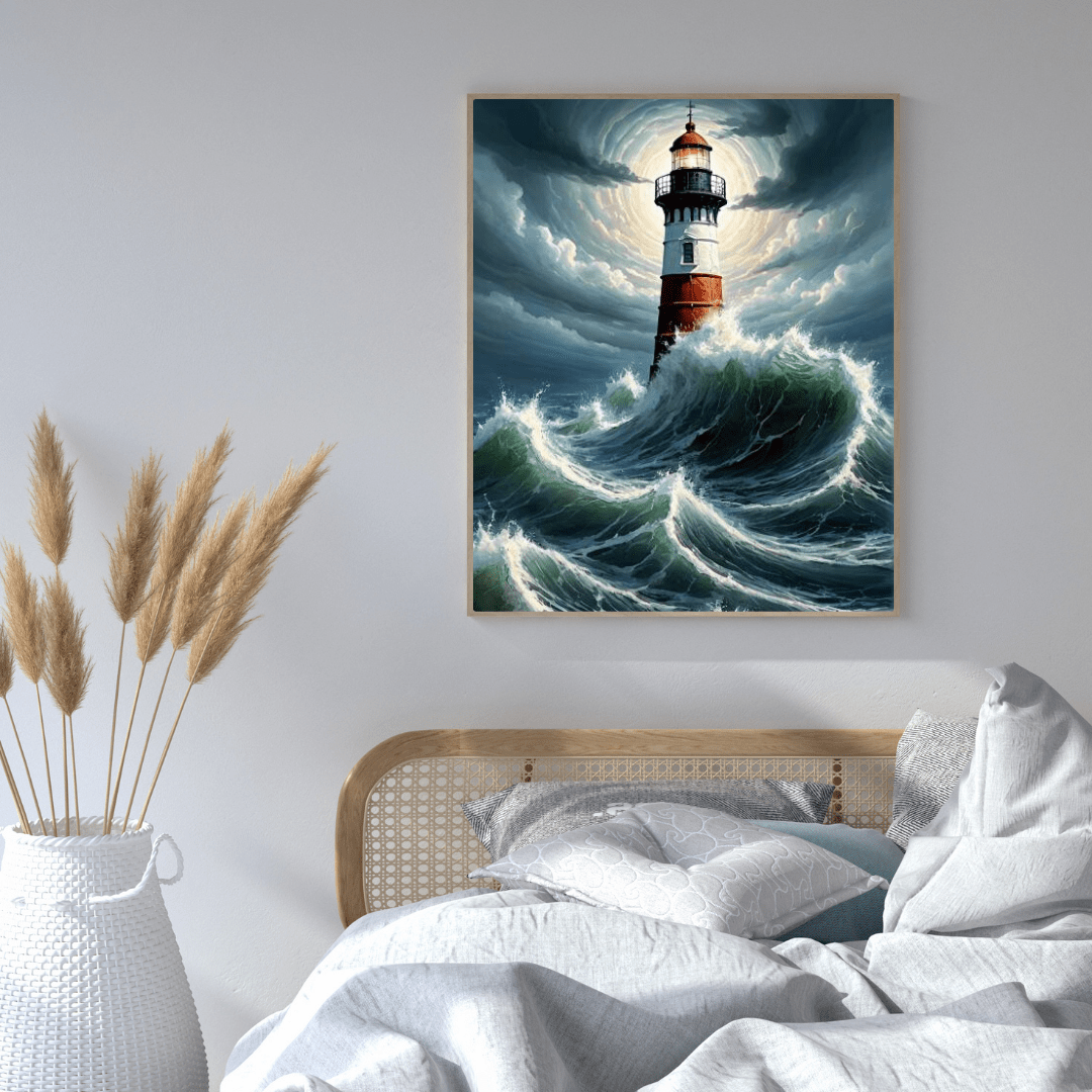 Lighthouse in the Agitated Sea - Wall Art - Aestheticanvas