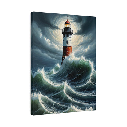 Lighthouse in the Agitated Sea - Wall Art - Aestheticanvas