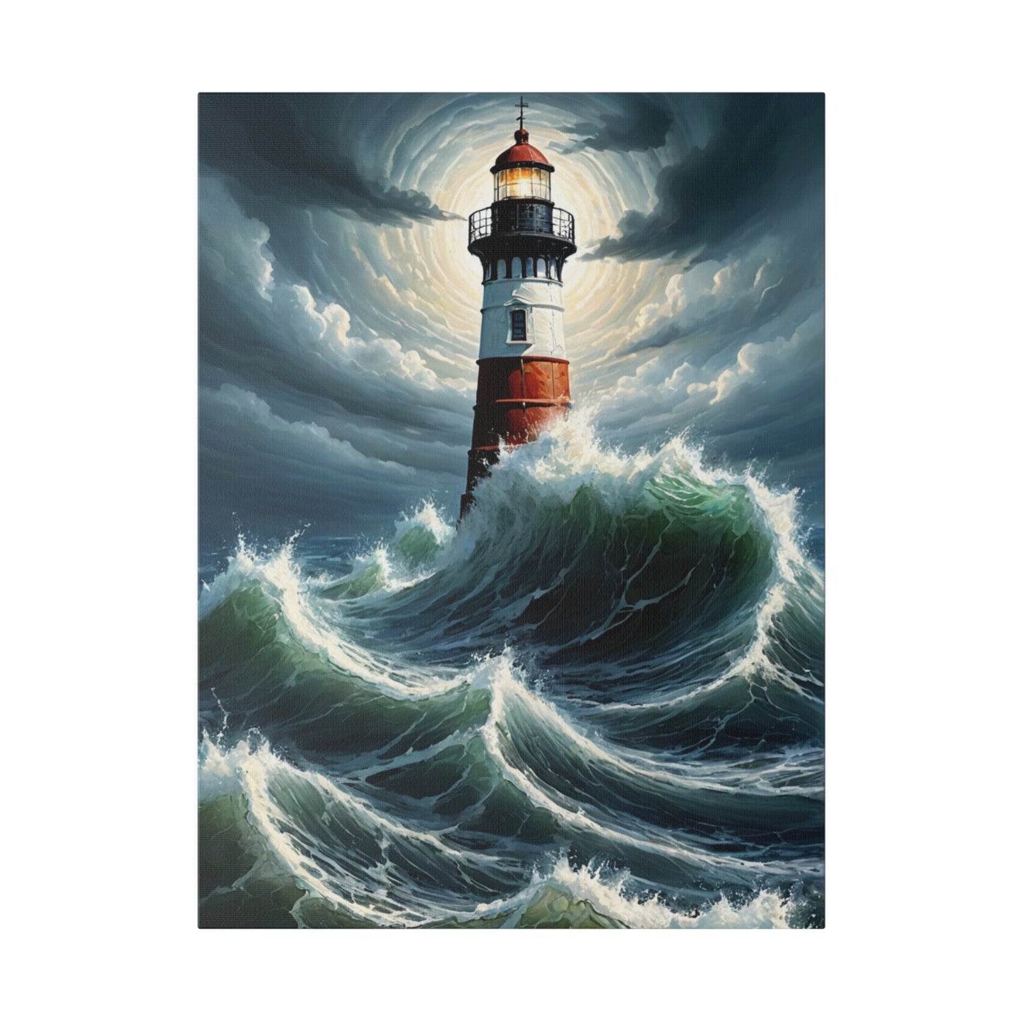 Lighthouse in the Agitated Sea - Wall Art - Aestheticanvas