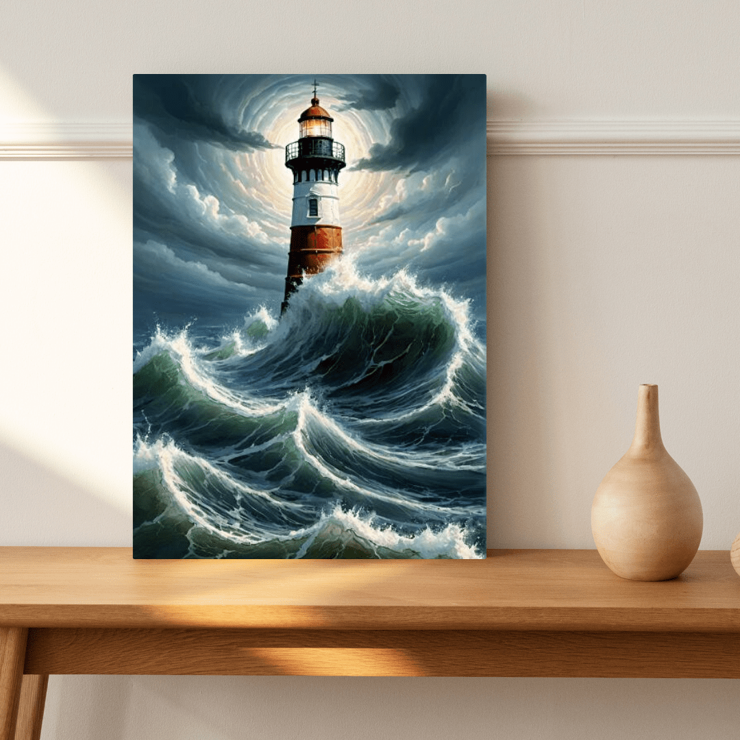 Lighthouse in the Agitated Sea - Wall Art - Aestheticanvas