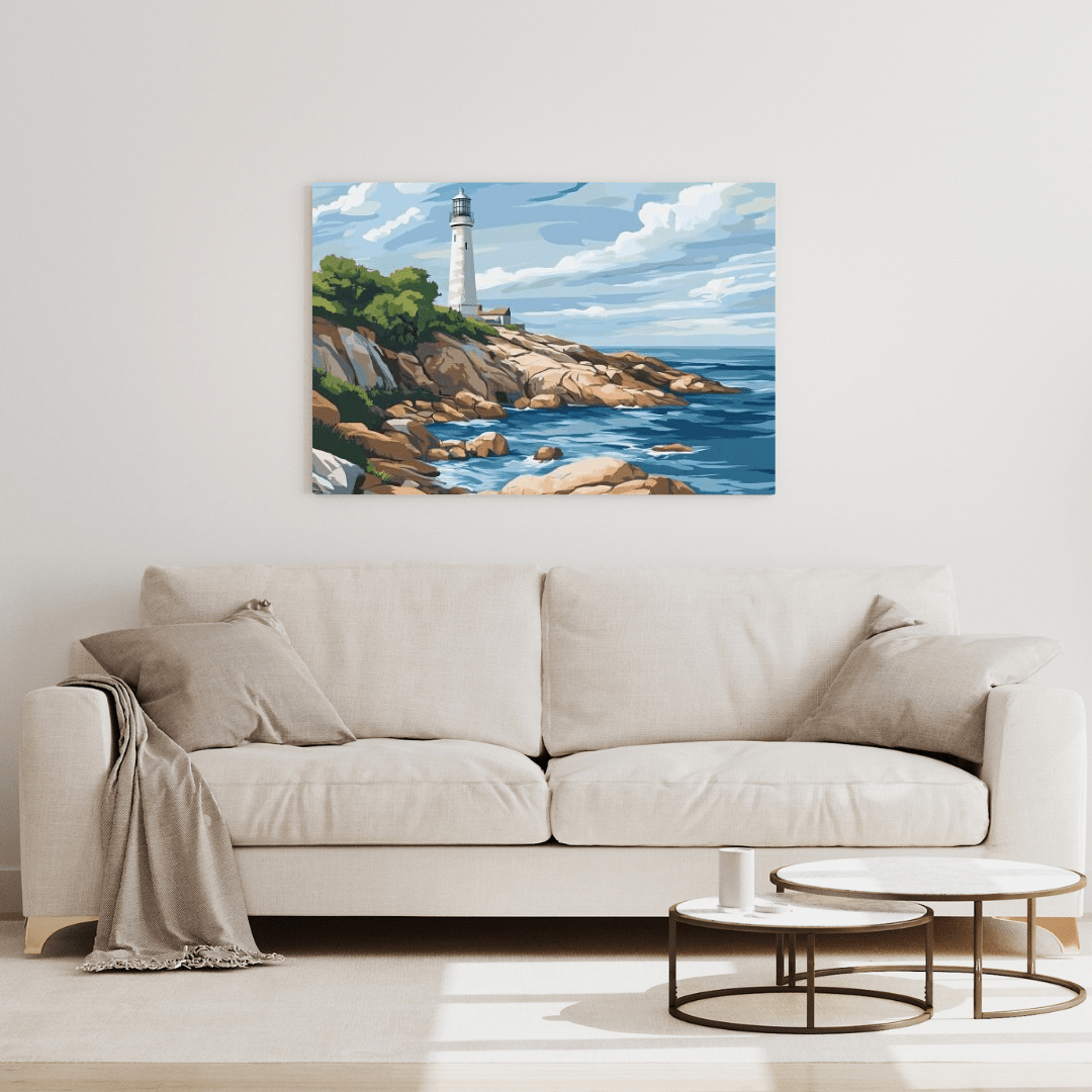 Lighthouse Serenity Coastal Haven - Landscape Wall Art - Aestheticanvas