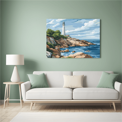 Lighthouse Serenity Coastal Haven - Landscape Wall Art - Aestheticanvas