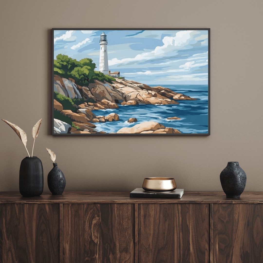 Lighthouse Serenity Coastal Haven - Landscape Wall Art - Aestheticanvas