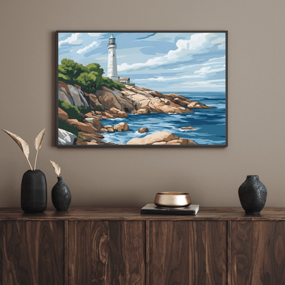 Lighthouse Serenity Coastal Haven - Landscape Wall Art - Aestheticanvas