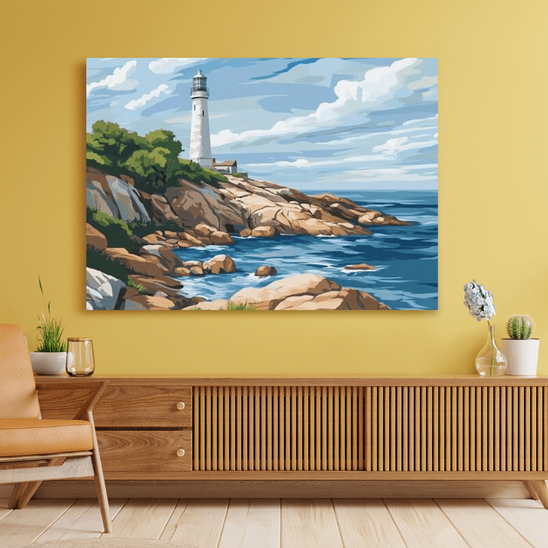 Lighthouse Serenity Coastal Haven - Landscape Wall Art - Aestheticanvas