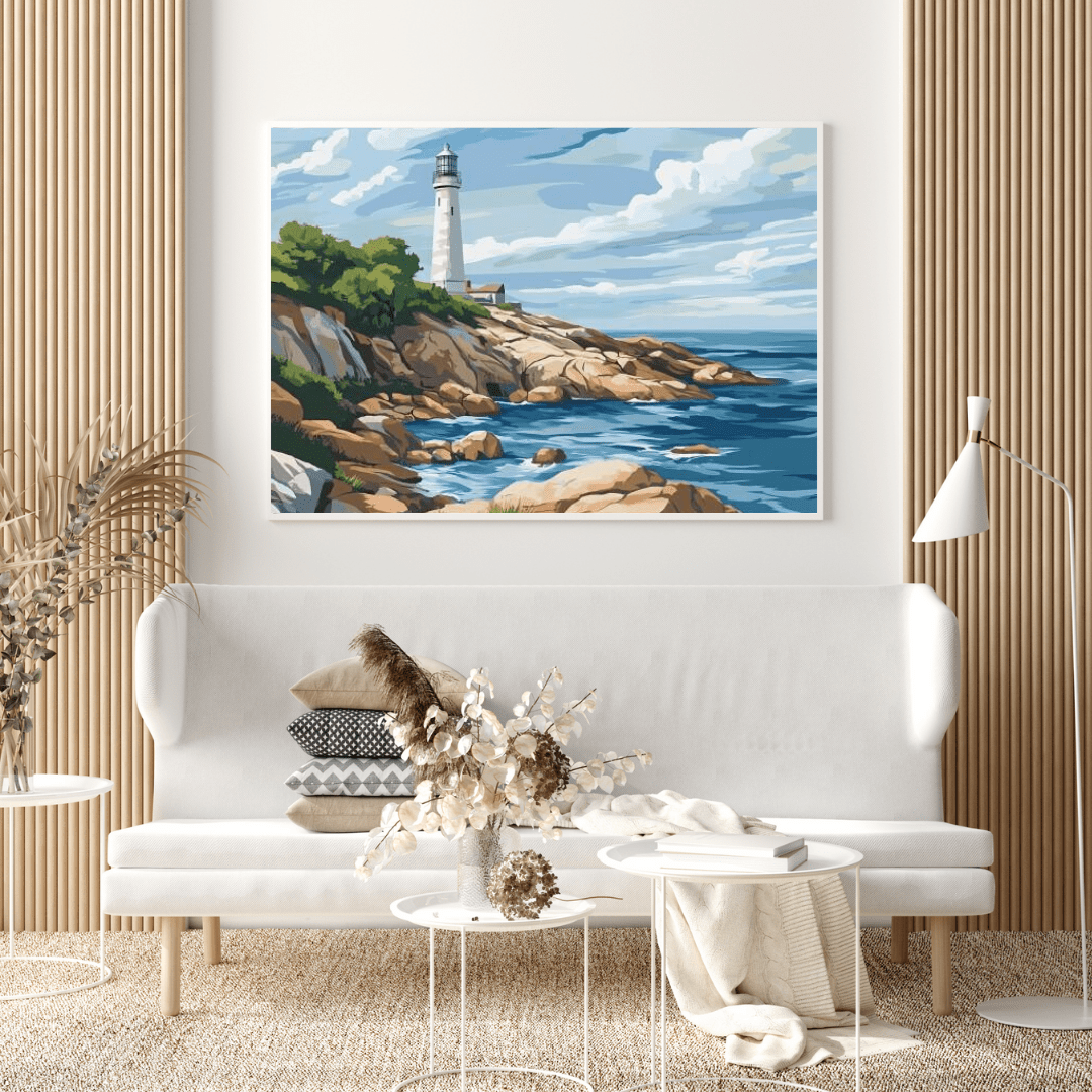 Lighthouse Serenity Coastal Haven - Landscape Wall Art - Aestheticanvas